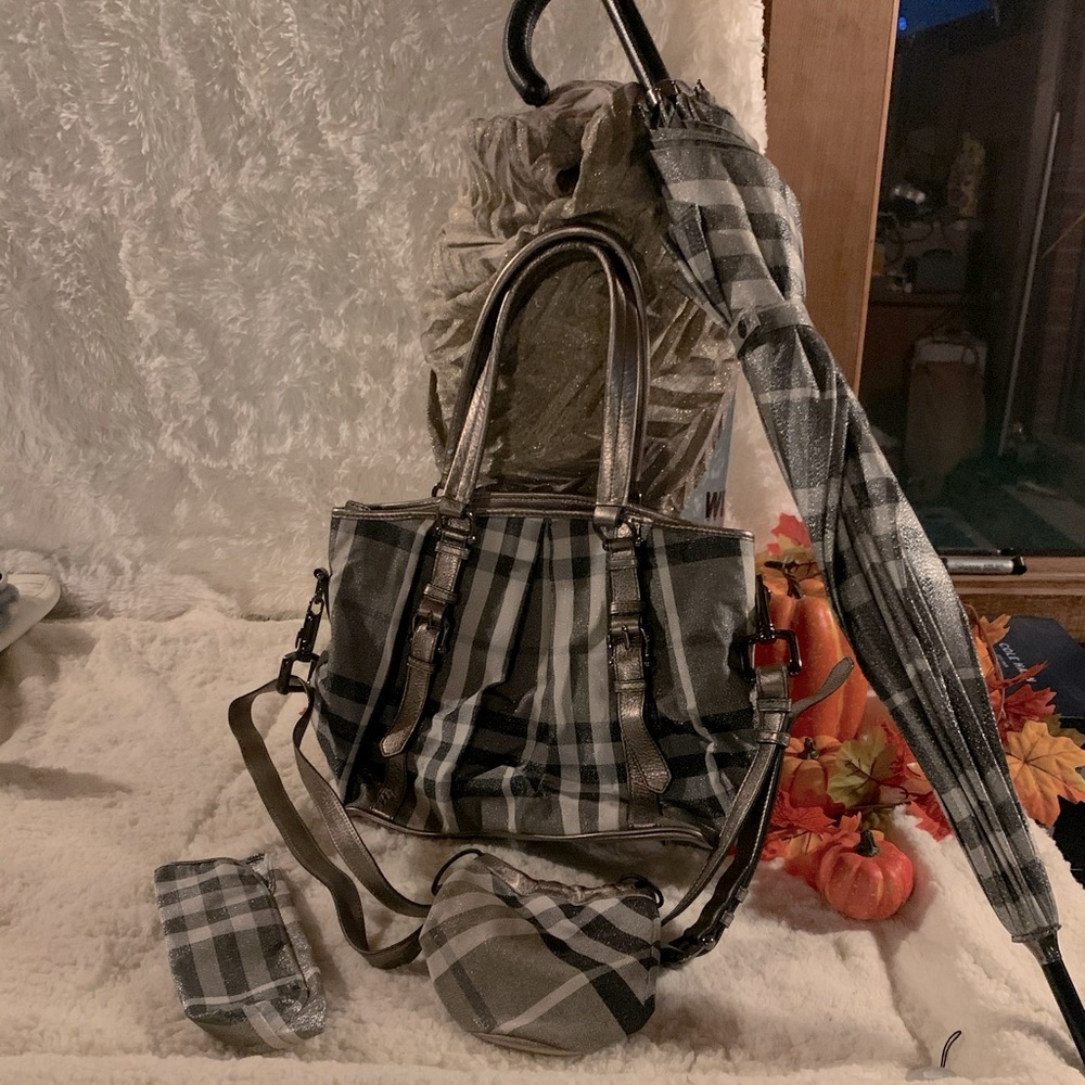 💯Burberry Shimmer Ck Northfield Convertible Tote